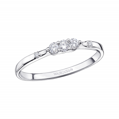 Bague Trois grains d\'amour Or blanc et diamants