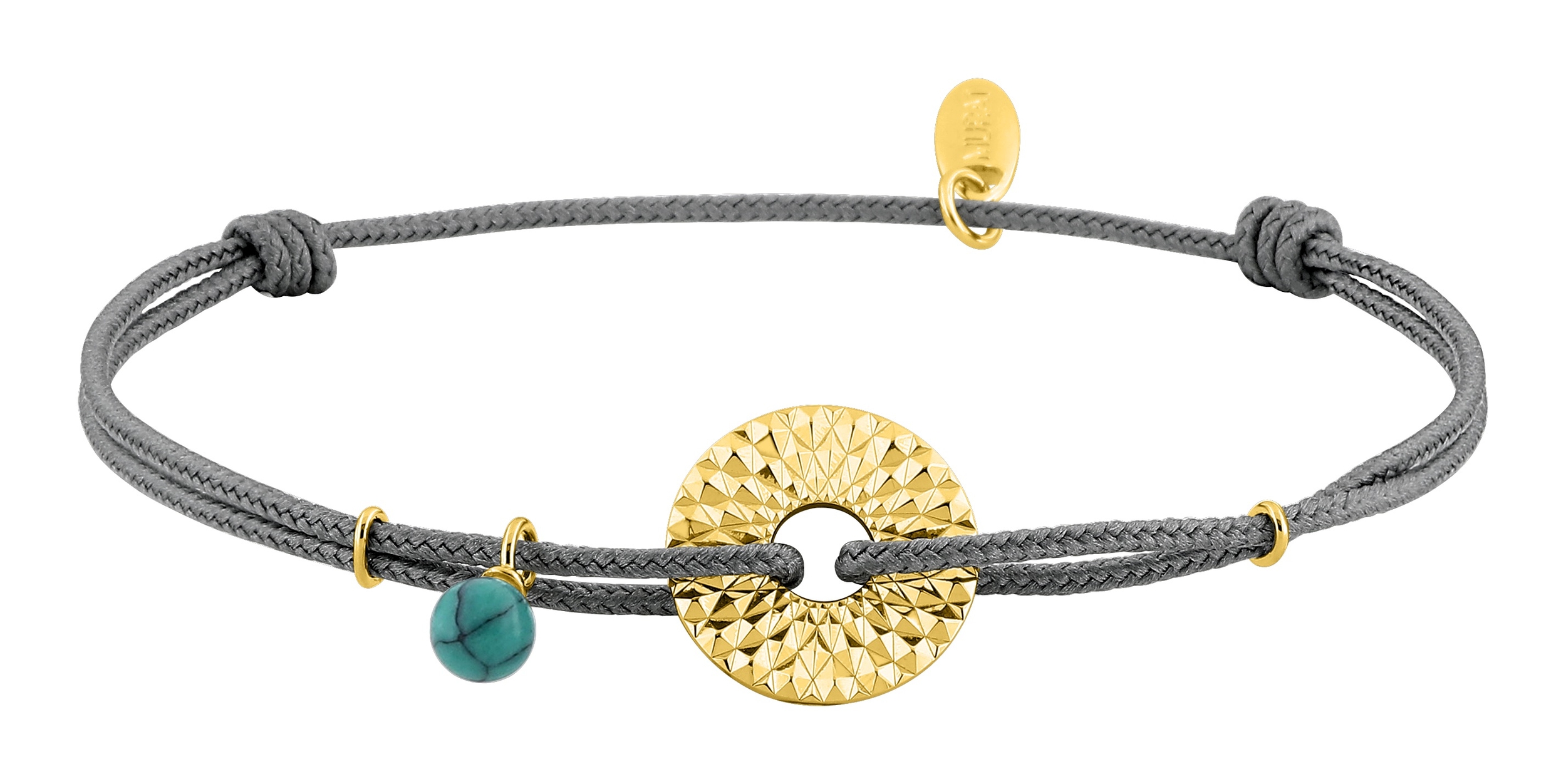 Bracelet Aventure cordon et plaqué or et turquoise