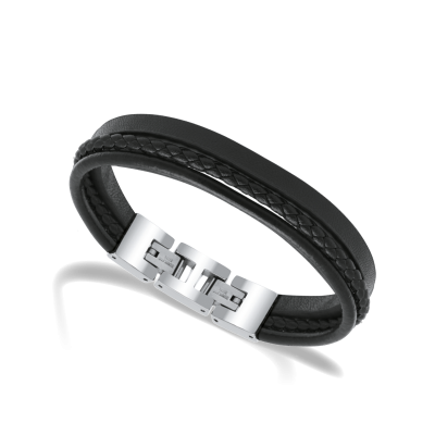 Bracelet Homme Stanford cuir noir