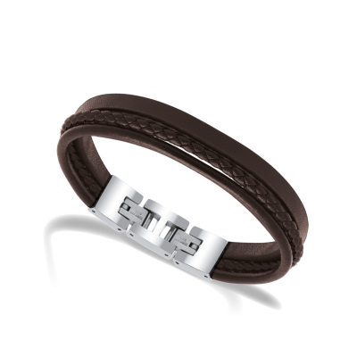 bracelet-stanford-acier-poli-et-3-cuirs-plat-rond-et-tresse-marrons
