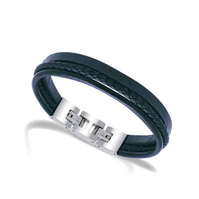 bracelet-stanford-acier-poli-et-3-cuirs-plat-rond-et-tresse-marines