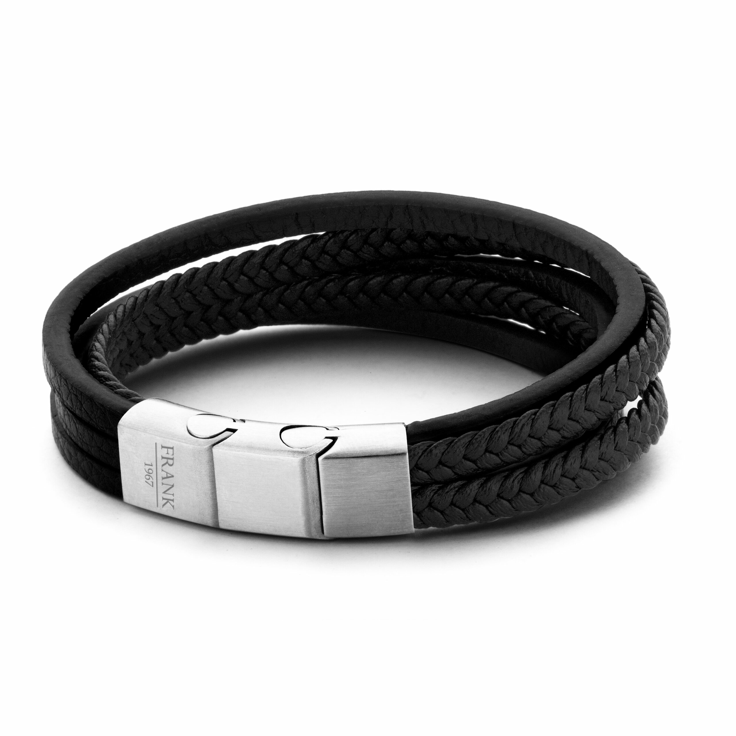 Bracelet Homme Cuir noir multibrins 7FB-0192