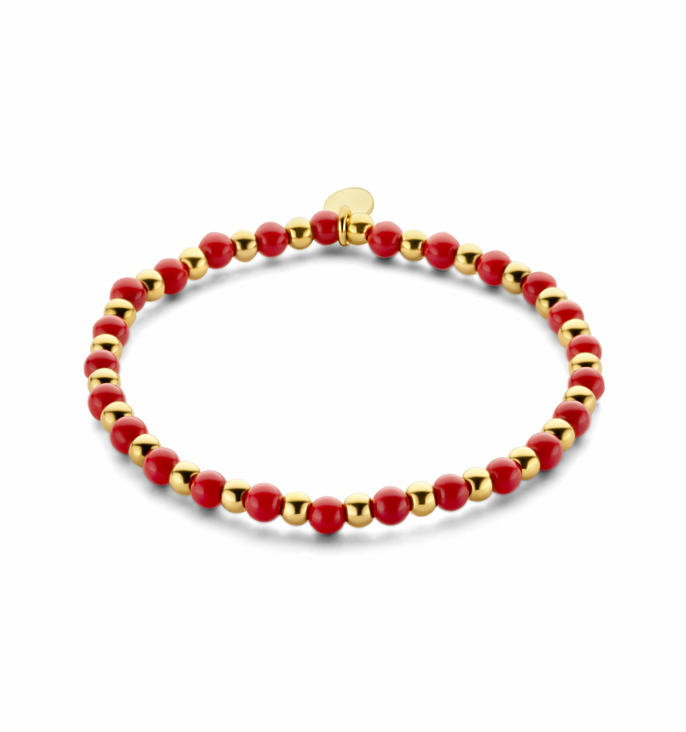 Bracelet Acier Femme CO88 en pierres naturelles rouges