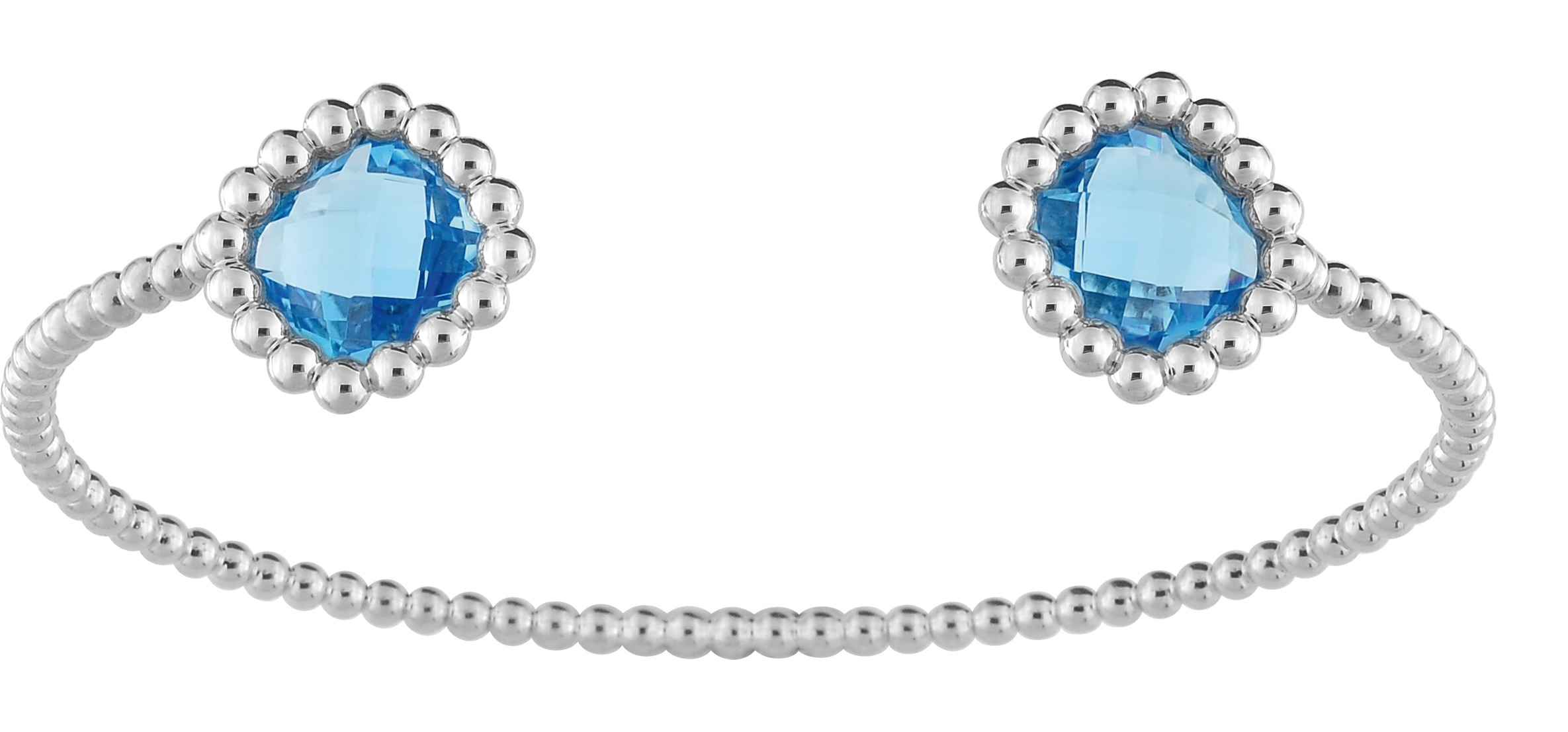 Bracelet jonc Perlée Joelli en or gris 18ct avec Topaze bleue