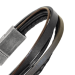B39015011 - 2 bracelet-arizona-15mm-acier-gun-5-x-liens-cuir-marron-noir