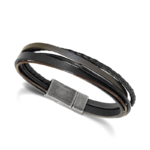 B39015011 bracelet-arizona-15mm-acier-gun-5-x-liens-cuir-marron-noir
