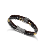 HB562203 bracelet-karma-22cm-cuir-tresse-marron-oeil-de-tigre-et-agates-noires