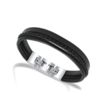 bracelet-stanford-acier-poli-et-3-cuirs-plat-rond-et-tresse-noirs