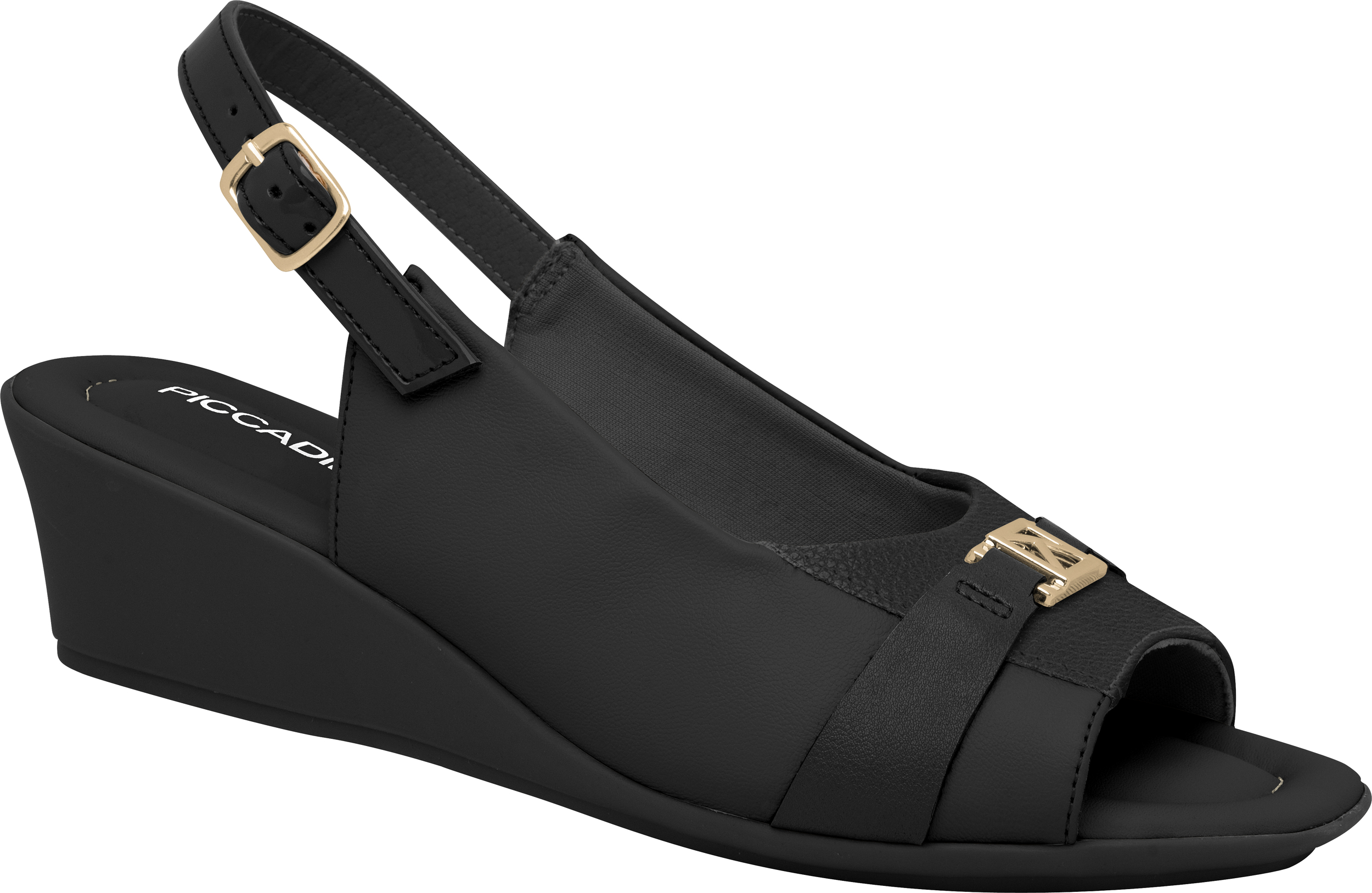 Sandale compensée confort noir Piccadilly