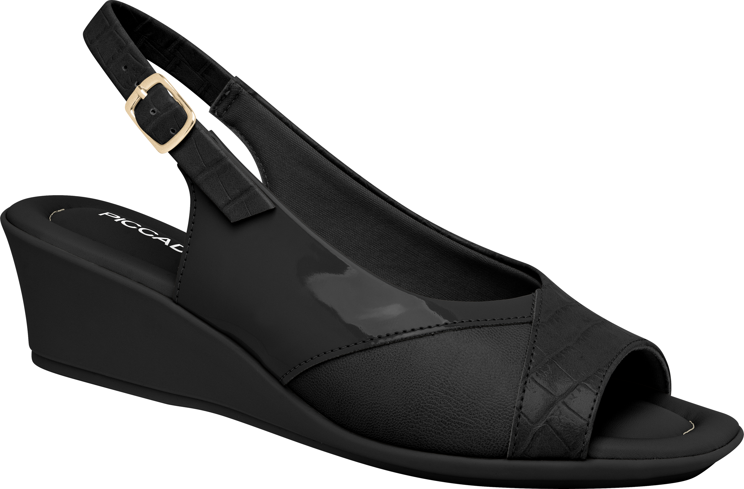 Sandales compensées confort noir Piccadilly