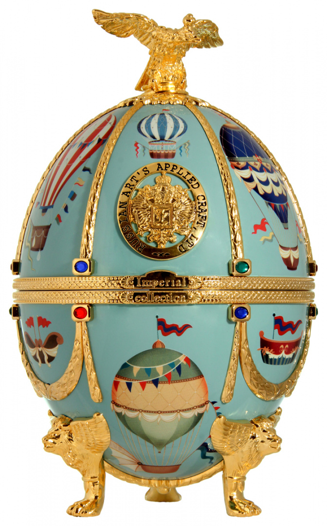 Oeuf Faberge Vodka imperial collection light blue air baloons oeuf Vert bleu clair Montgolfiere www.oeuf-de-faberge.fr