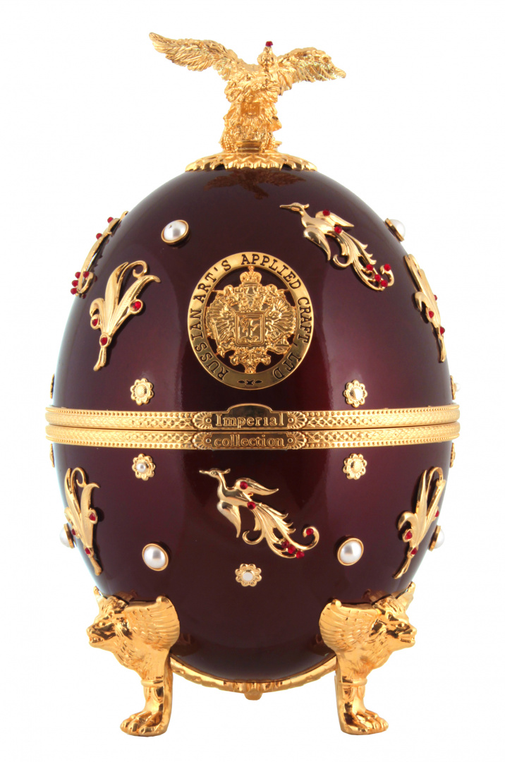 Vodka imperial collection dark red Faberge egg  oeuf de faberge rouge foncé avec phoenix