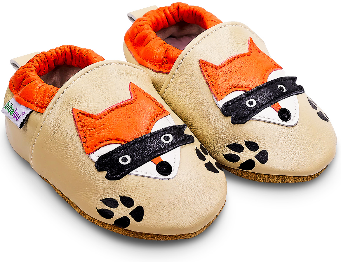 Chaussons pour bebe en cuir souple Maitre Renard