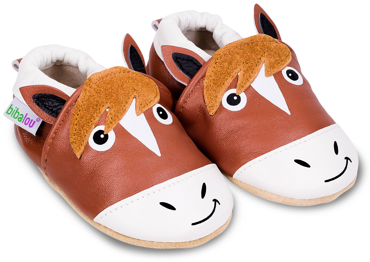 Chaussons bébé en cuir souple Perceval le Cheval