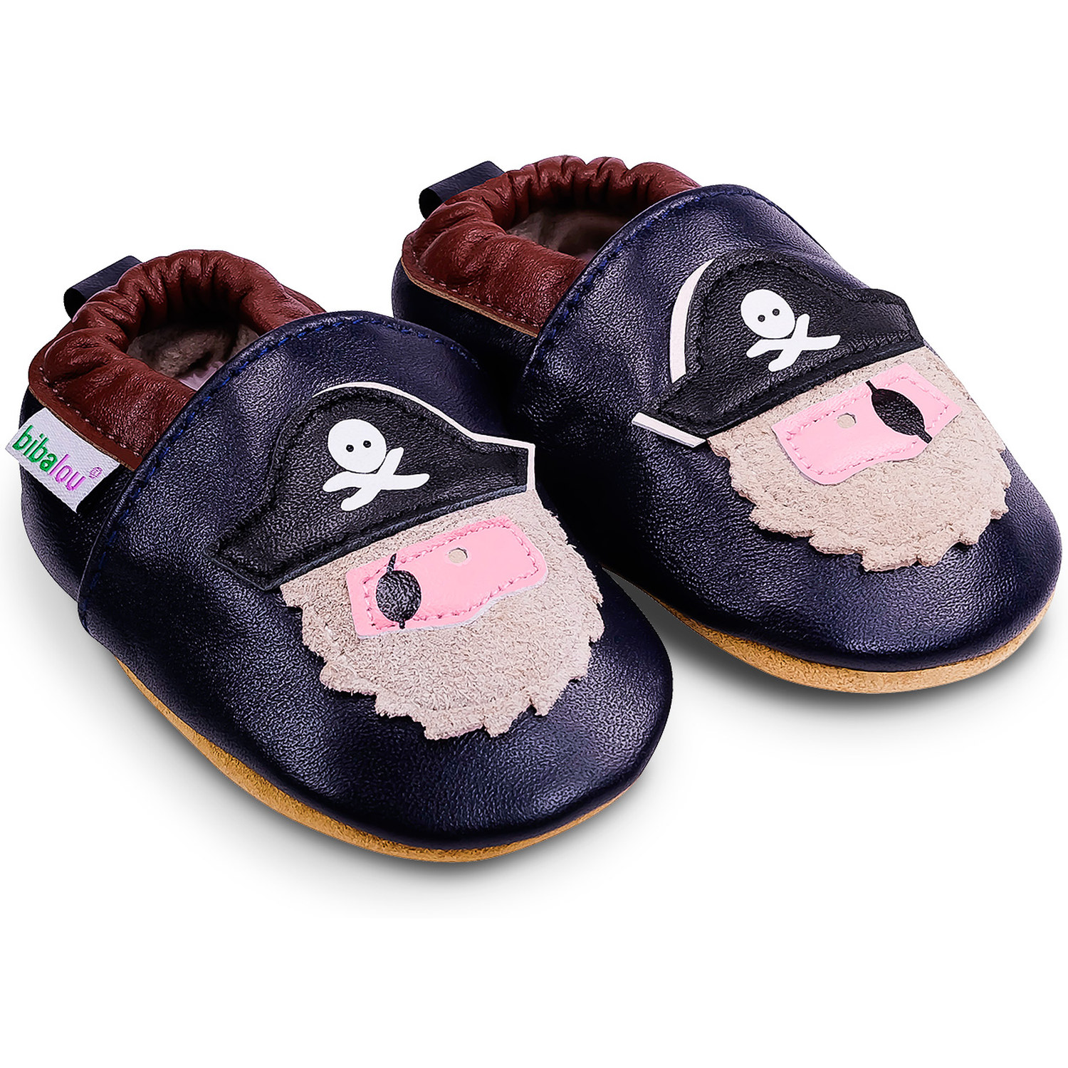Chaussons bébé en cuir souple Barbe Grise le Pirate