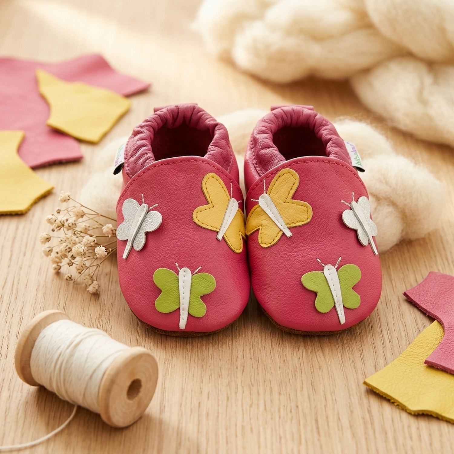 chaussons-bebe-cuir-souple-farandole-de-papillons-mise-en-scene-atelier-5