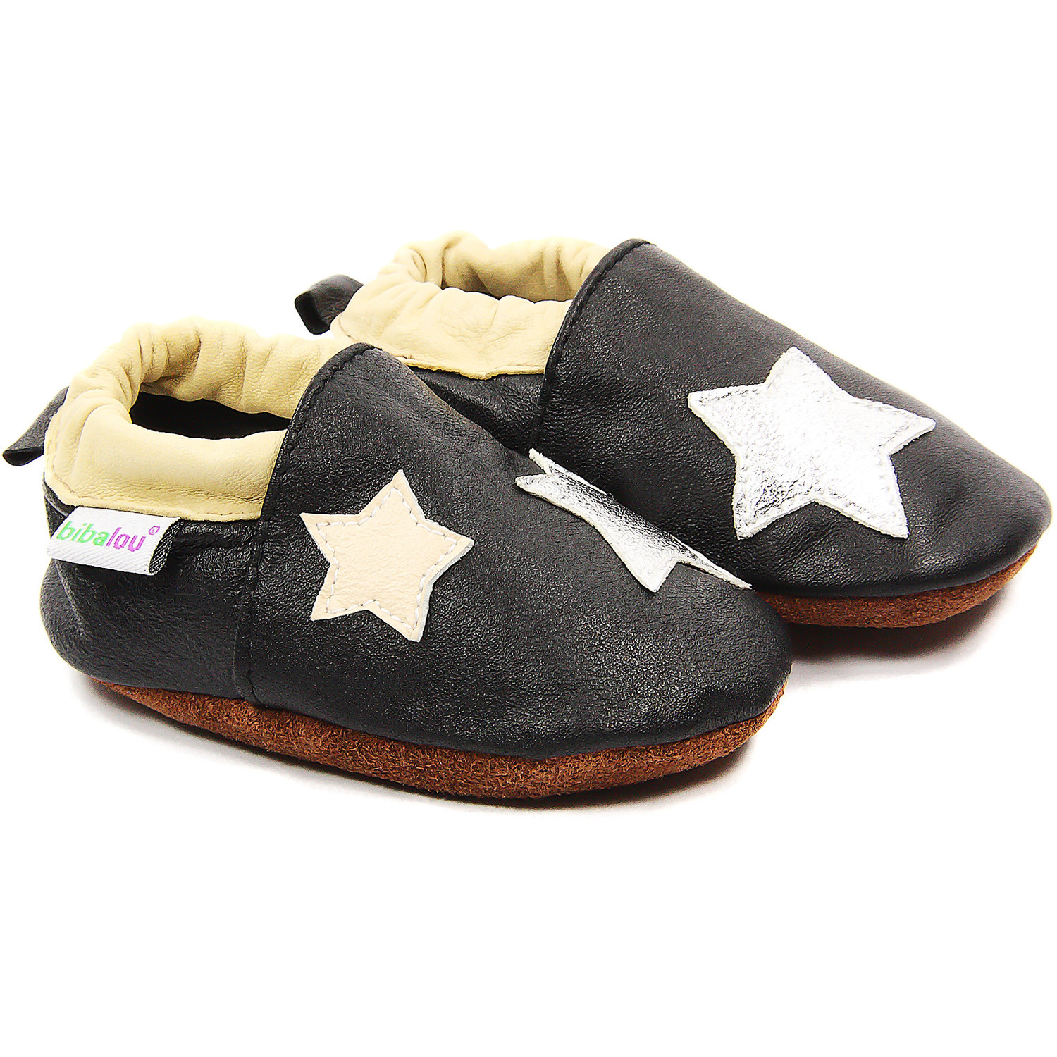 Chaussons bébé en cuir souple La Tête dans les Étoiles