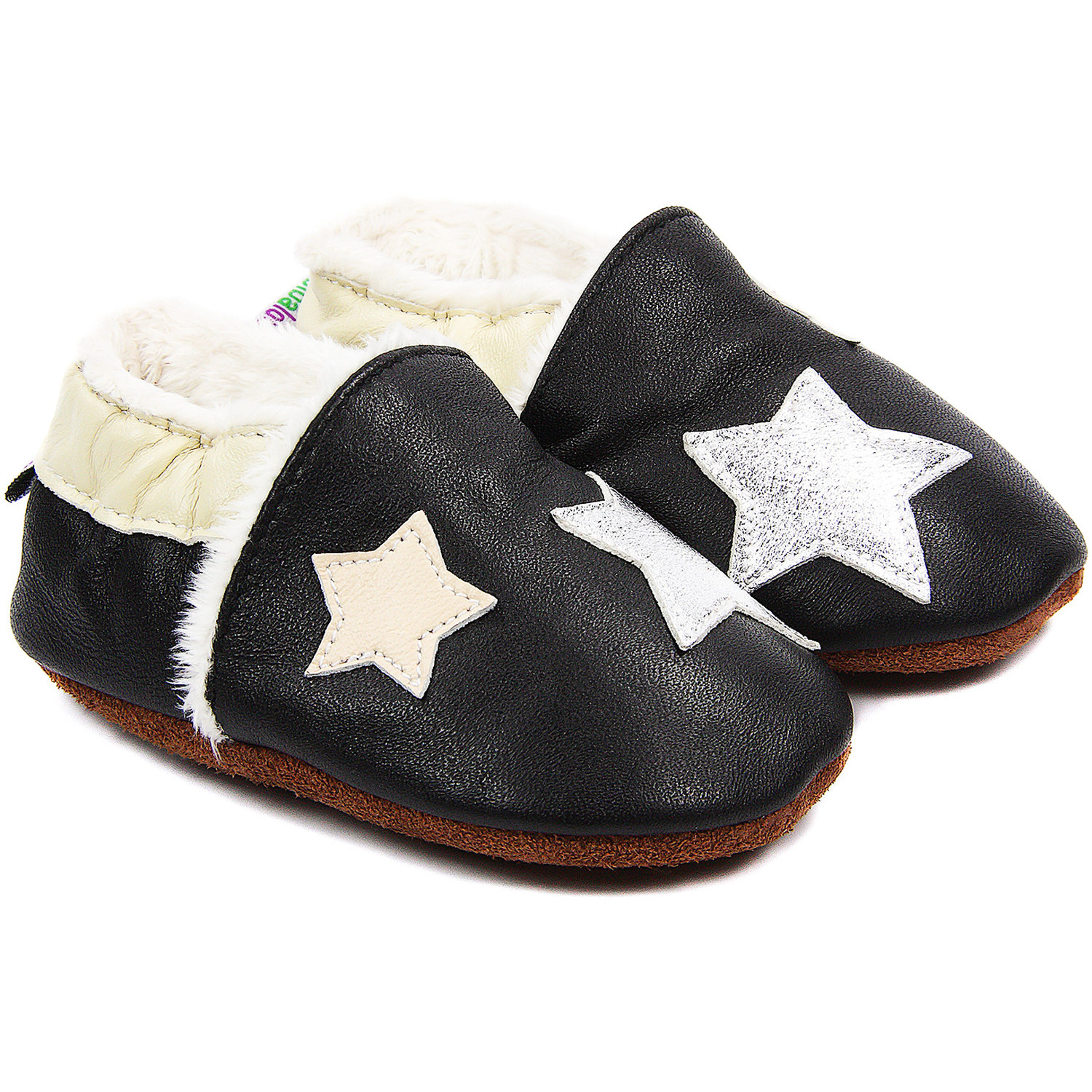 Chaussons bébé fourrés en cuir La Tête dans les Étoiles
