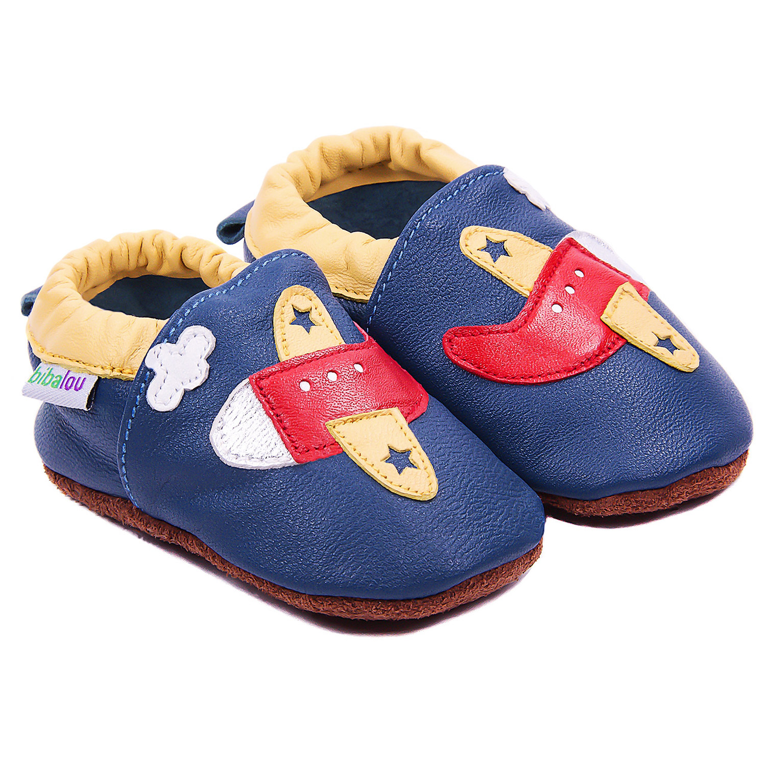 Chaussons bébé en cuir souple Un Avion à Réaction
