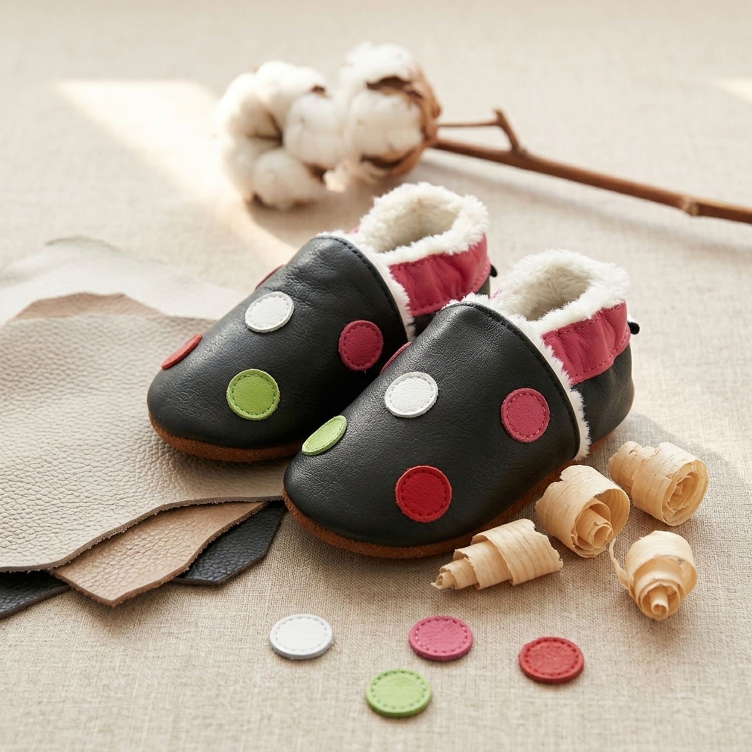 chaussons-bebe-cuir-souple-fourres-petits-pois-mise-en-scene-atelier-4
