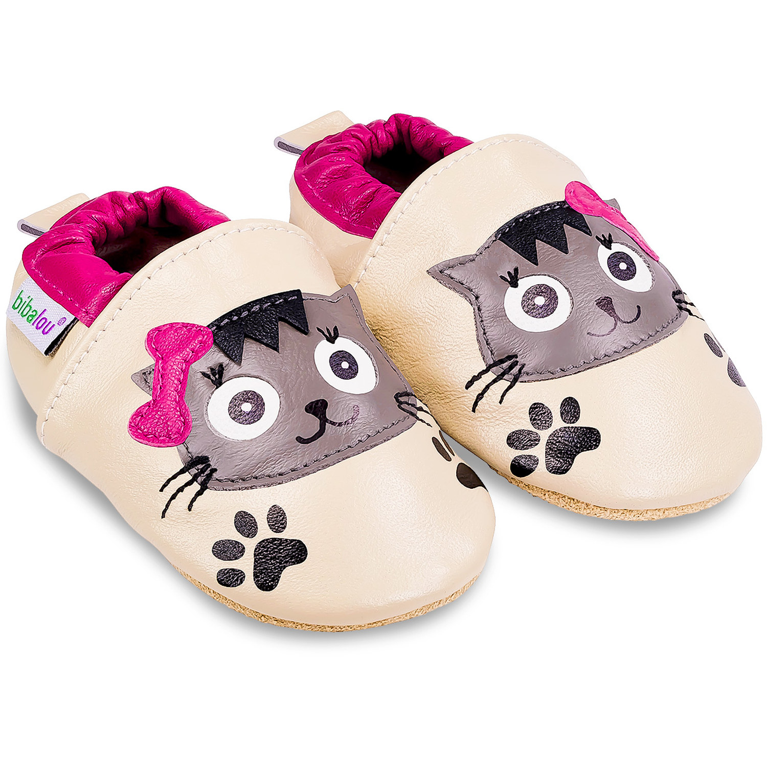 Chaussons bébé en cuir souple Agathe la Chatte