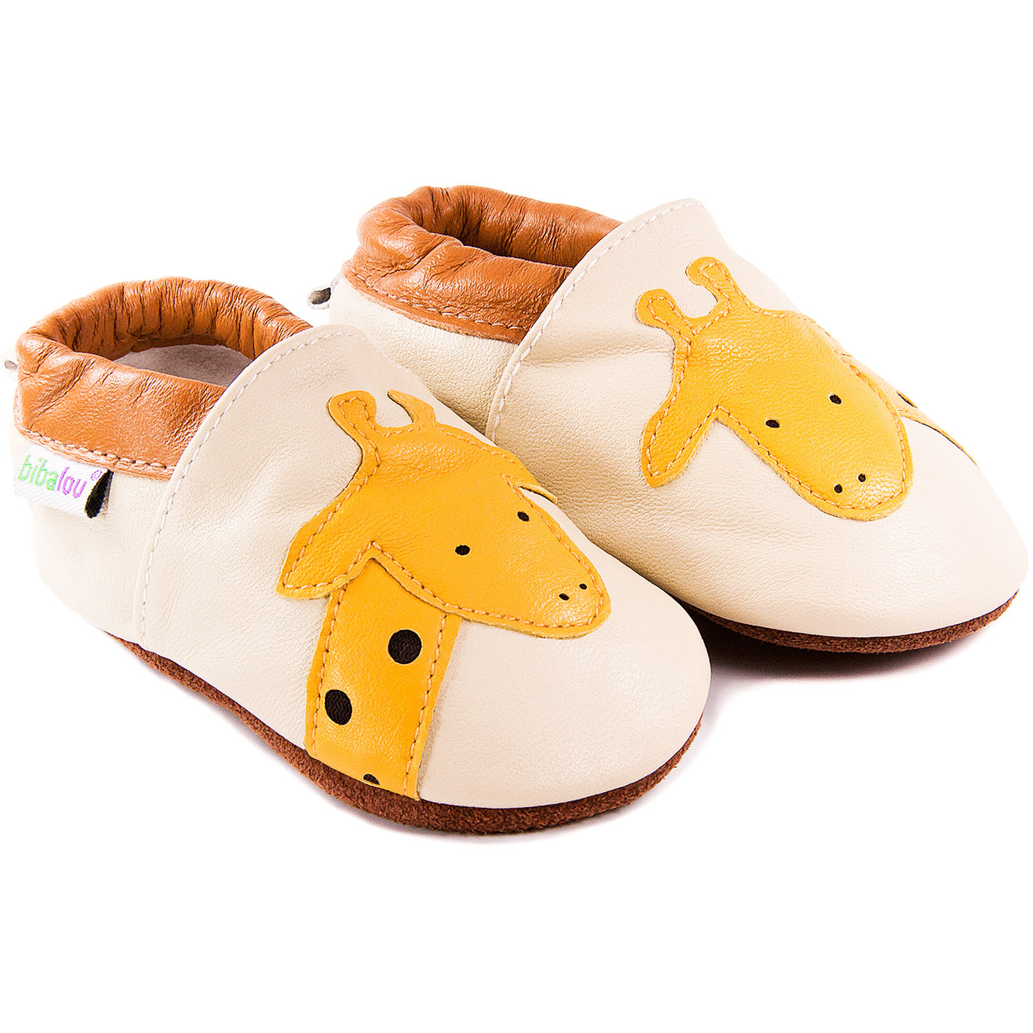 Chaussons bébé en cuir souple Laly la Girafe