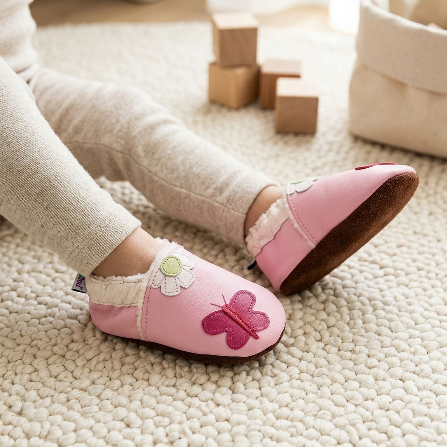chaussons-bebe-cuir-souple-fourres-papillons-en-folie-portee-bebe-2