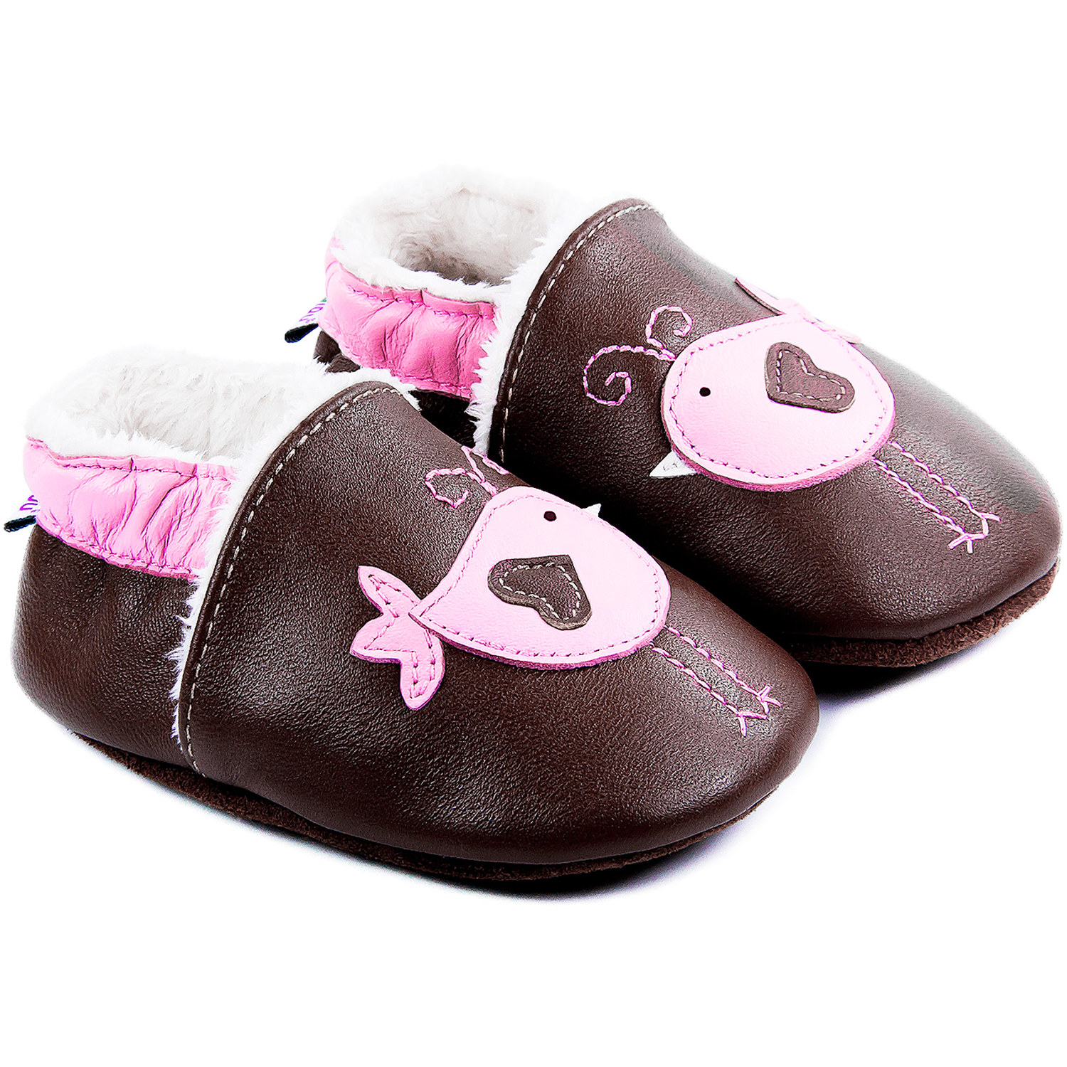 Chaussons bébé fourrés en cuir Nid d\'Amour
