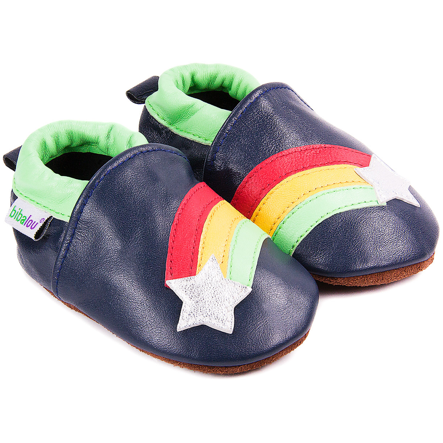 Chaussons bébé en cuir souple Etoile Filante