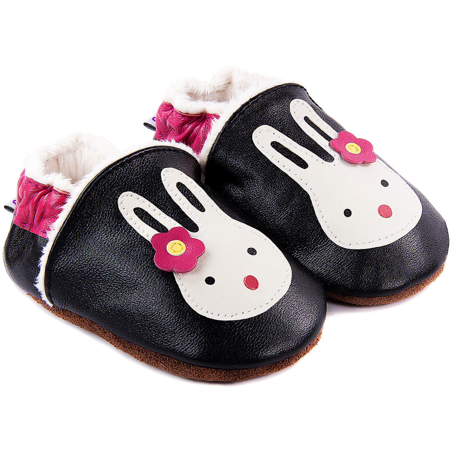 Chaussons bébé fourrés en cuir Lapin Coquin