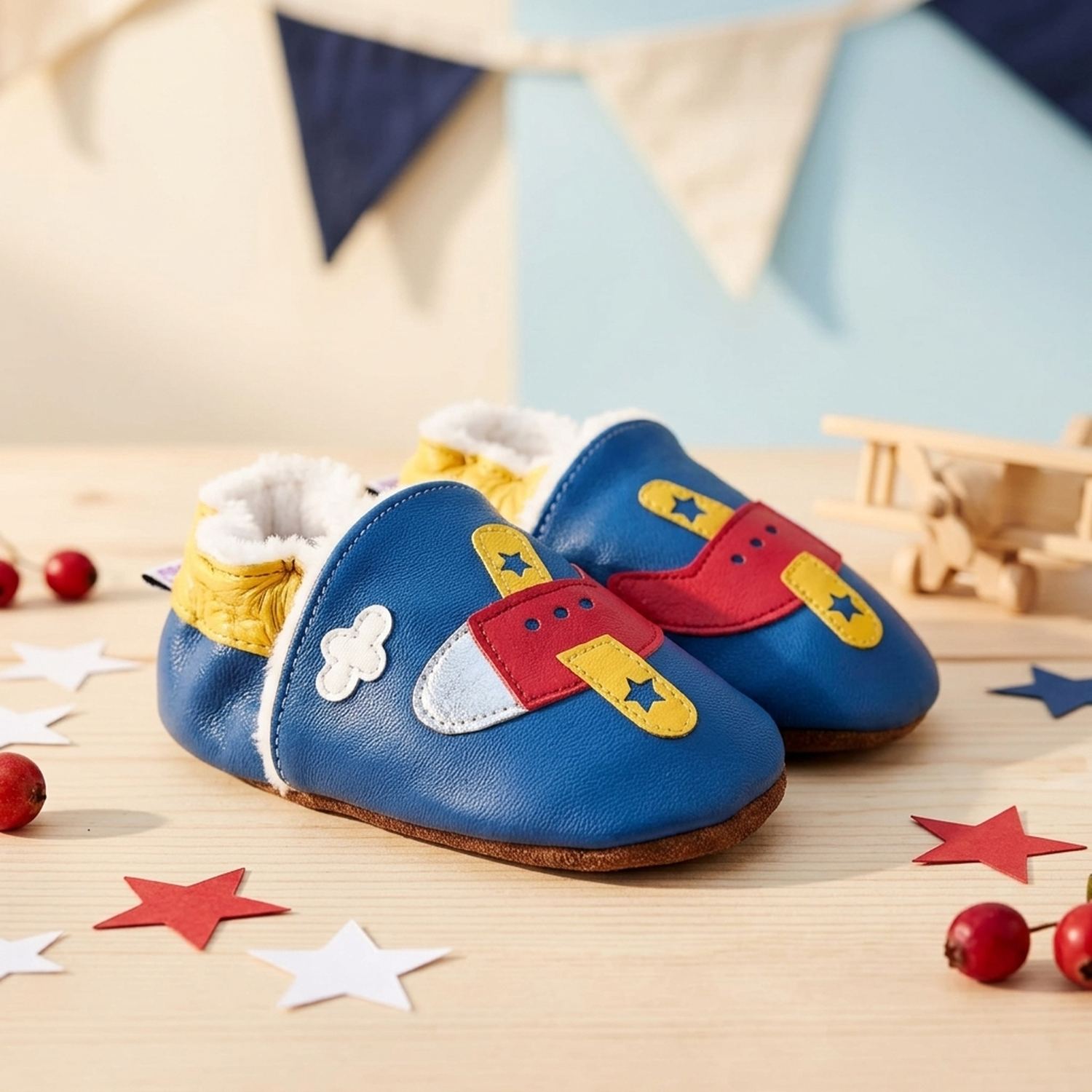 chaussons-bebe-cuir-souple-fourres-un-avion-a-reaction-mise-en-scene-jouets-3