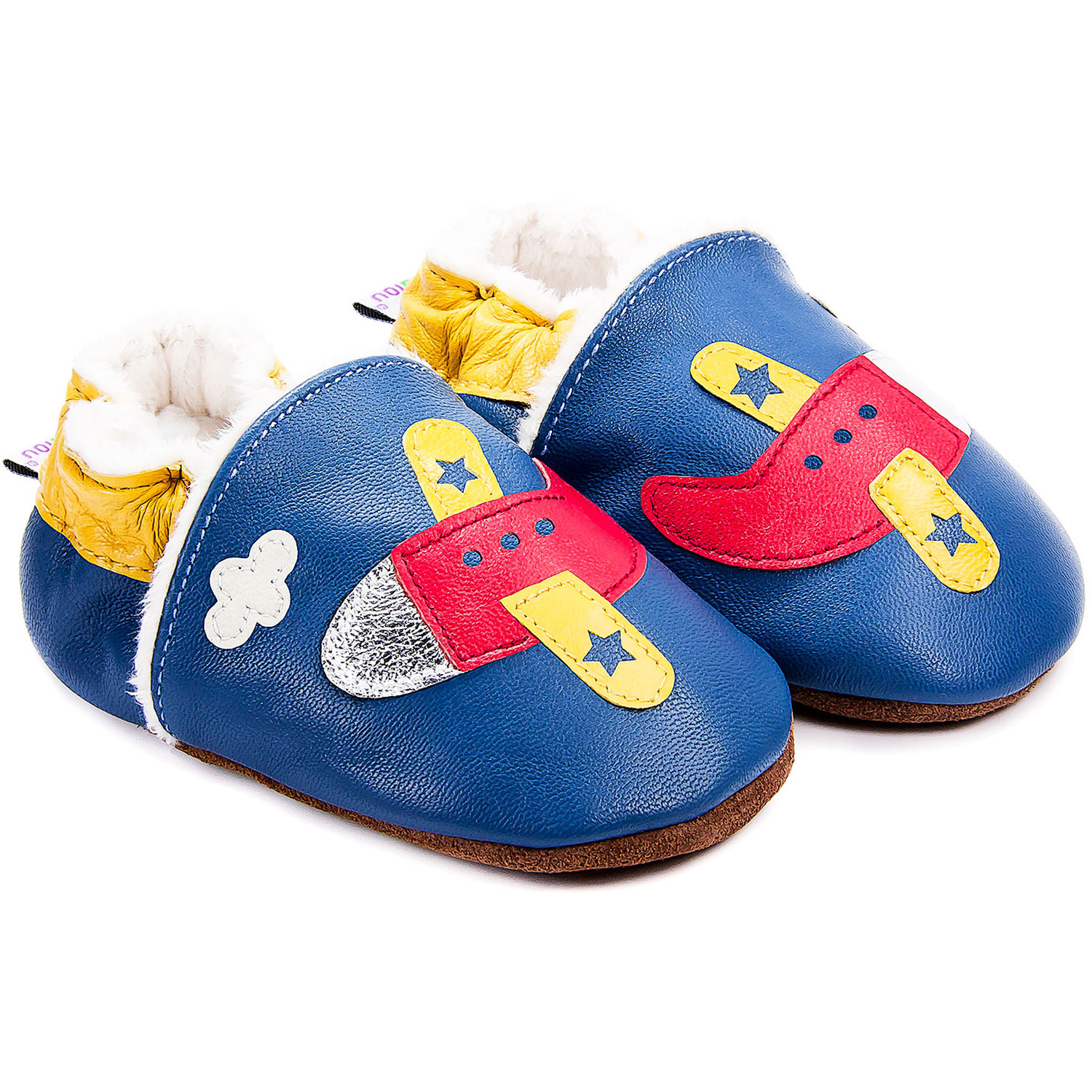 Chaussons bébé fourrés en cuir Un Avion à Réaction