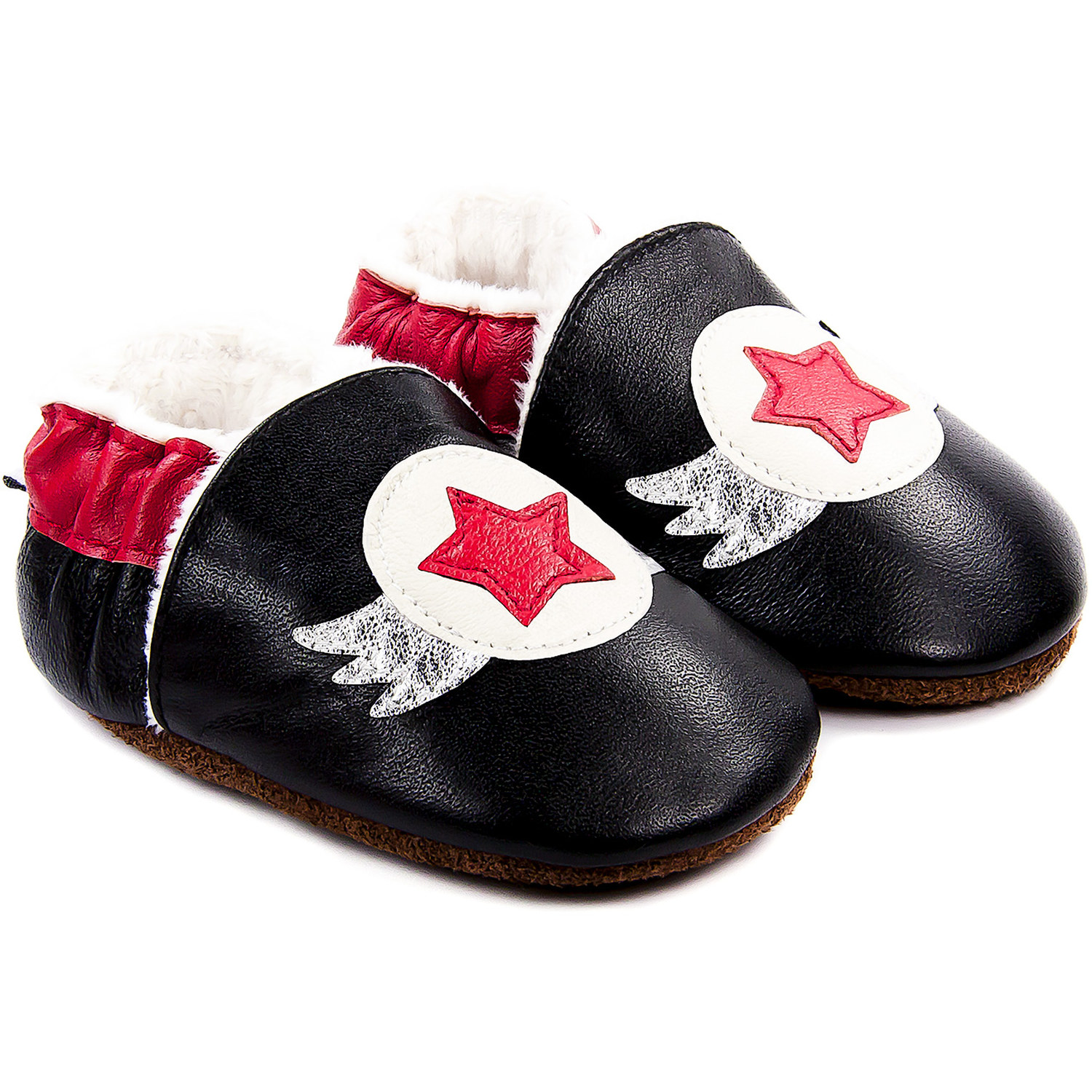 Chaussons bébé fourrés en cuir Super Héros