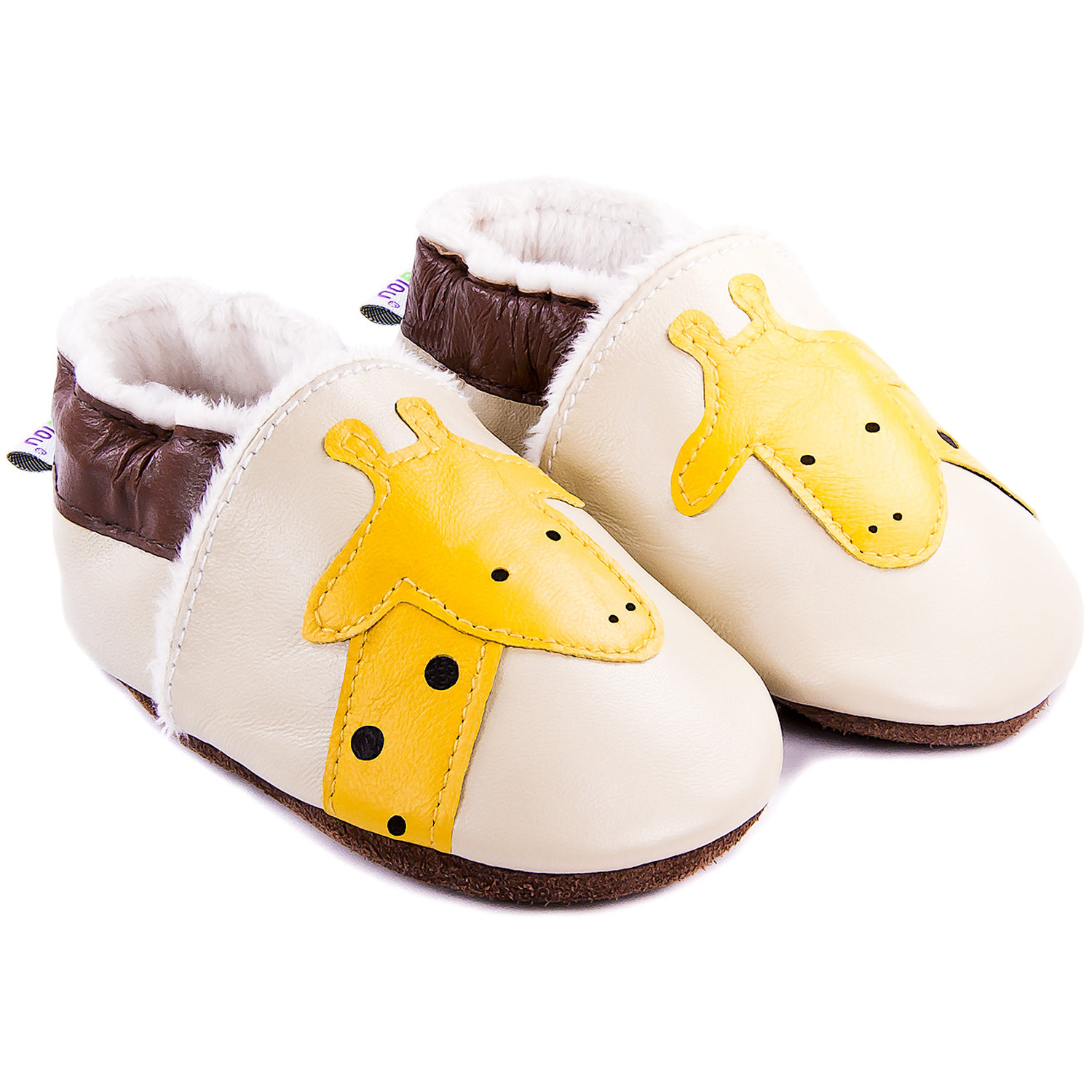 Chaussons bébé fourrés en cuir Laly la Girafe