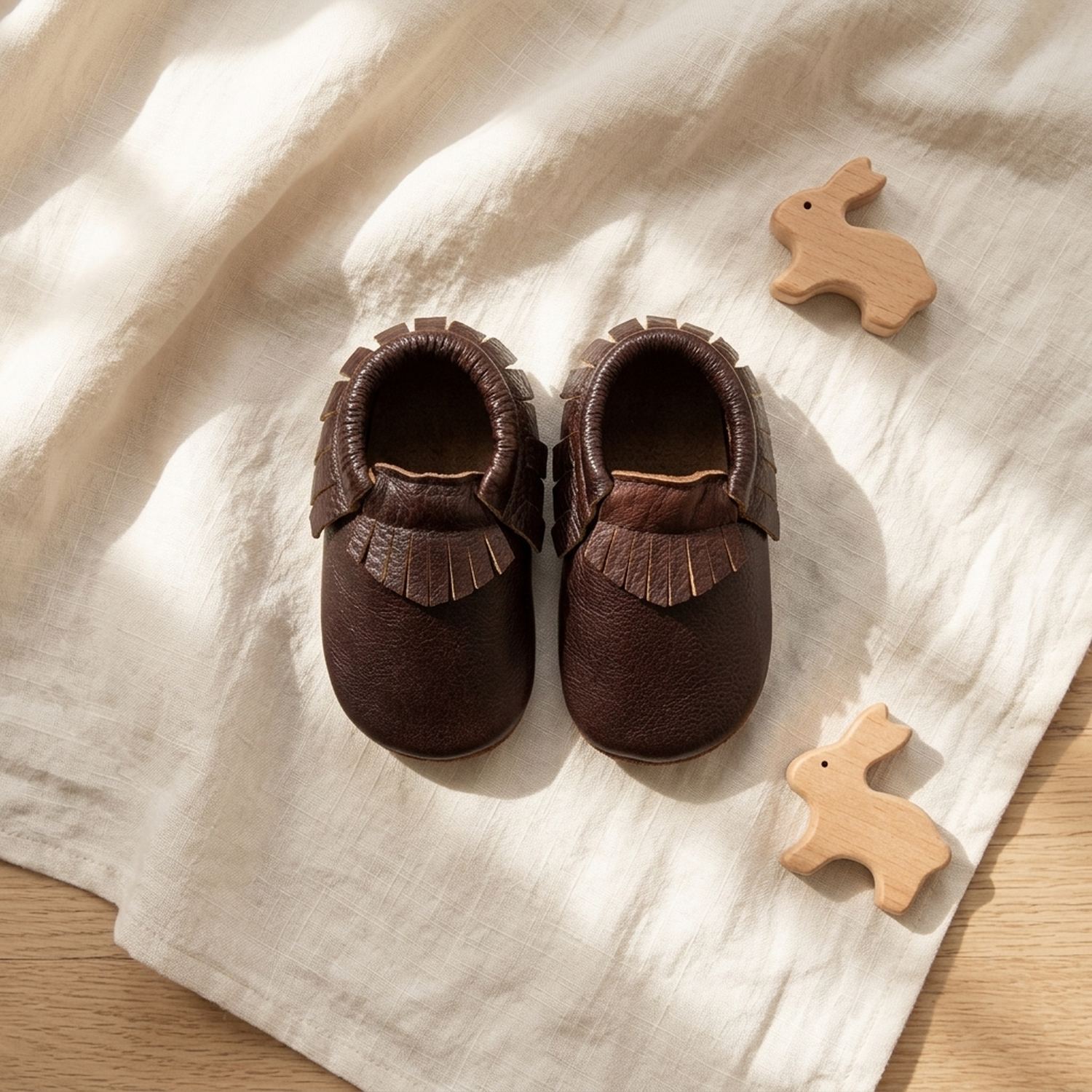 chaussons-bebe-cuir-souple-a-franges-chocolat-vue-dessus-4