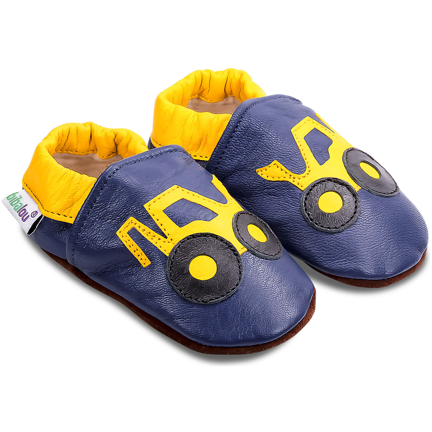 Chaussons Tractopelle pour bébé en cuir souple
