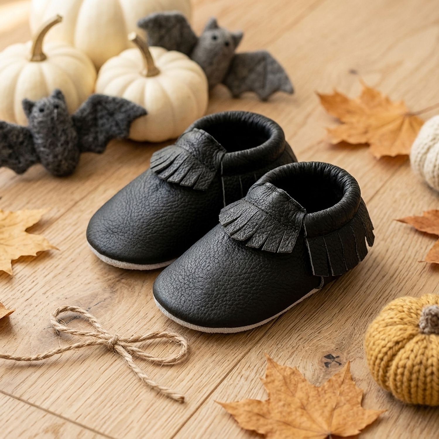 chaussons-bebe-cuir-souple-a-franges-noir-mise-en-scene-halloween-6