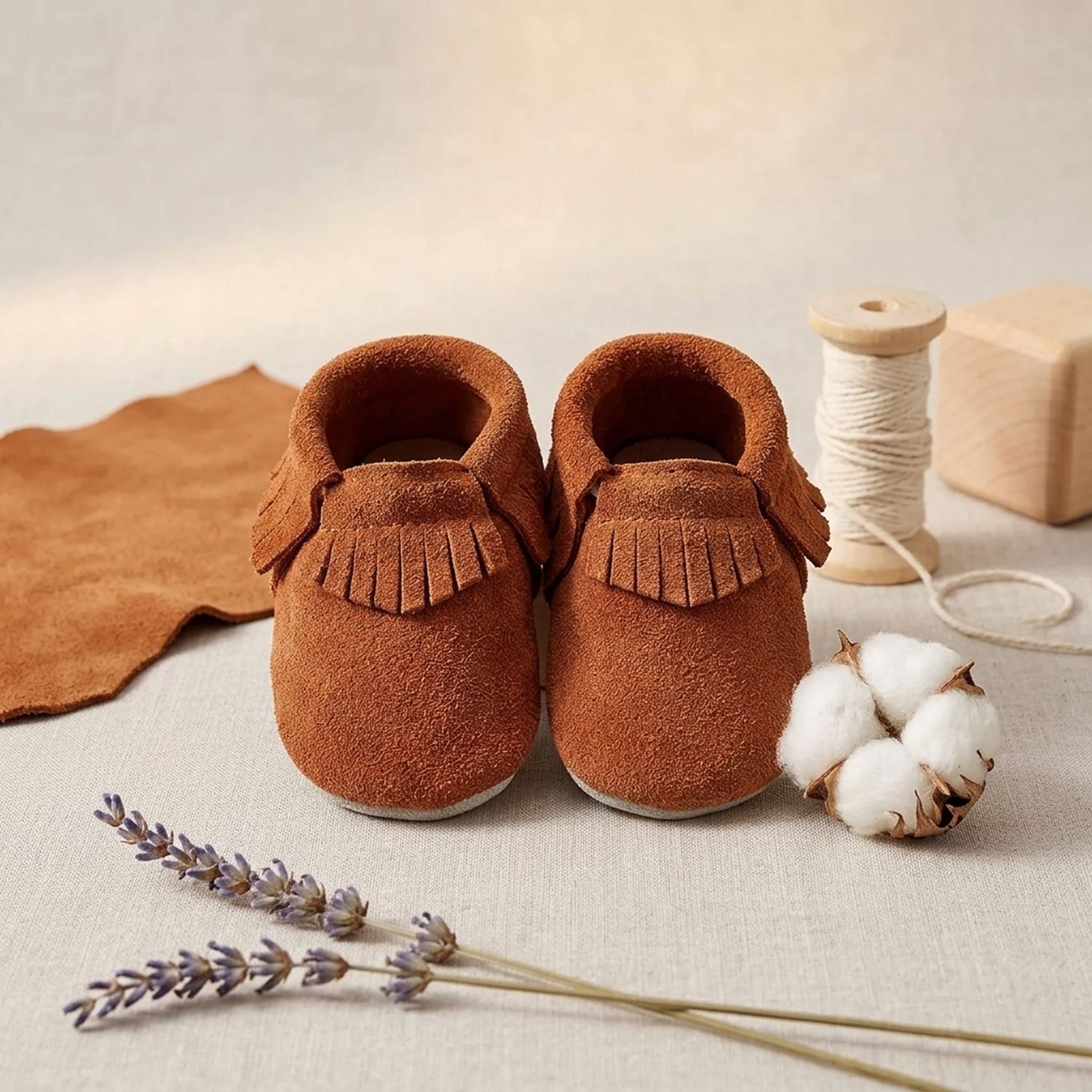 chaussons-bebe-cuir-souple-a-franges-nubuck-brun-mise-en-scene-atelier-3