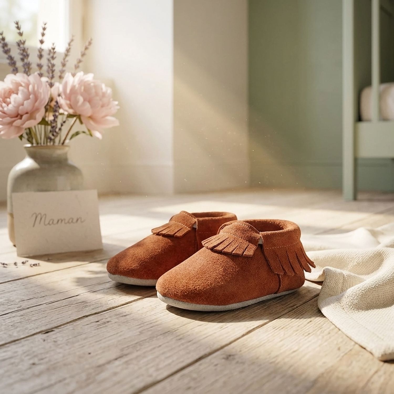 chaussons-bebe-cuir-souple-a-franges-nubuck-brun-mise-en-scene-fete-des-meres-6