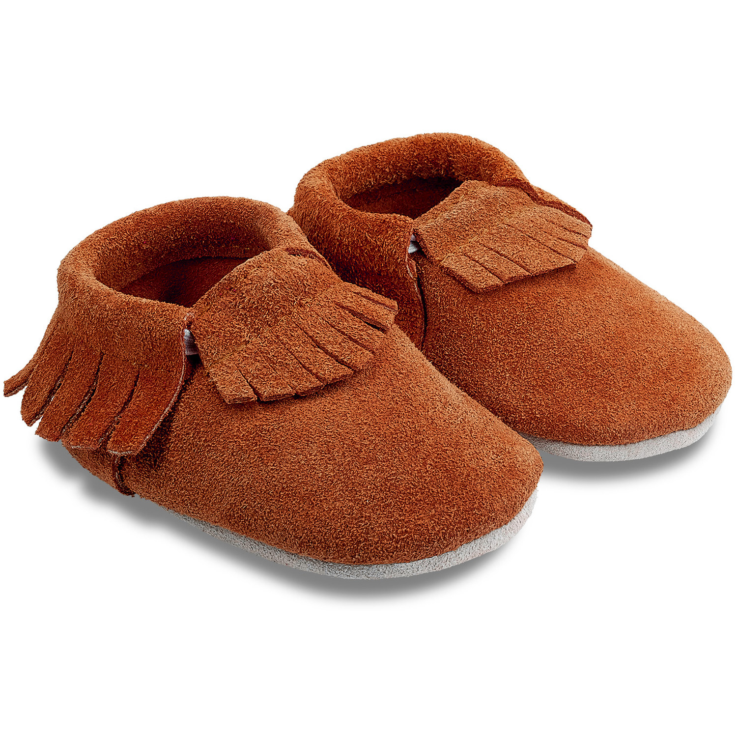 Mini Moccs pour bébé en cuir souple Nubuck Brun