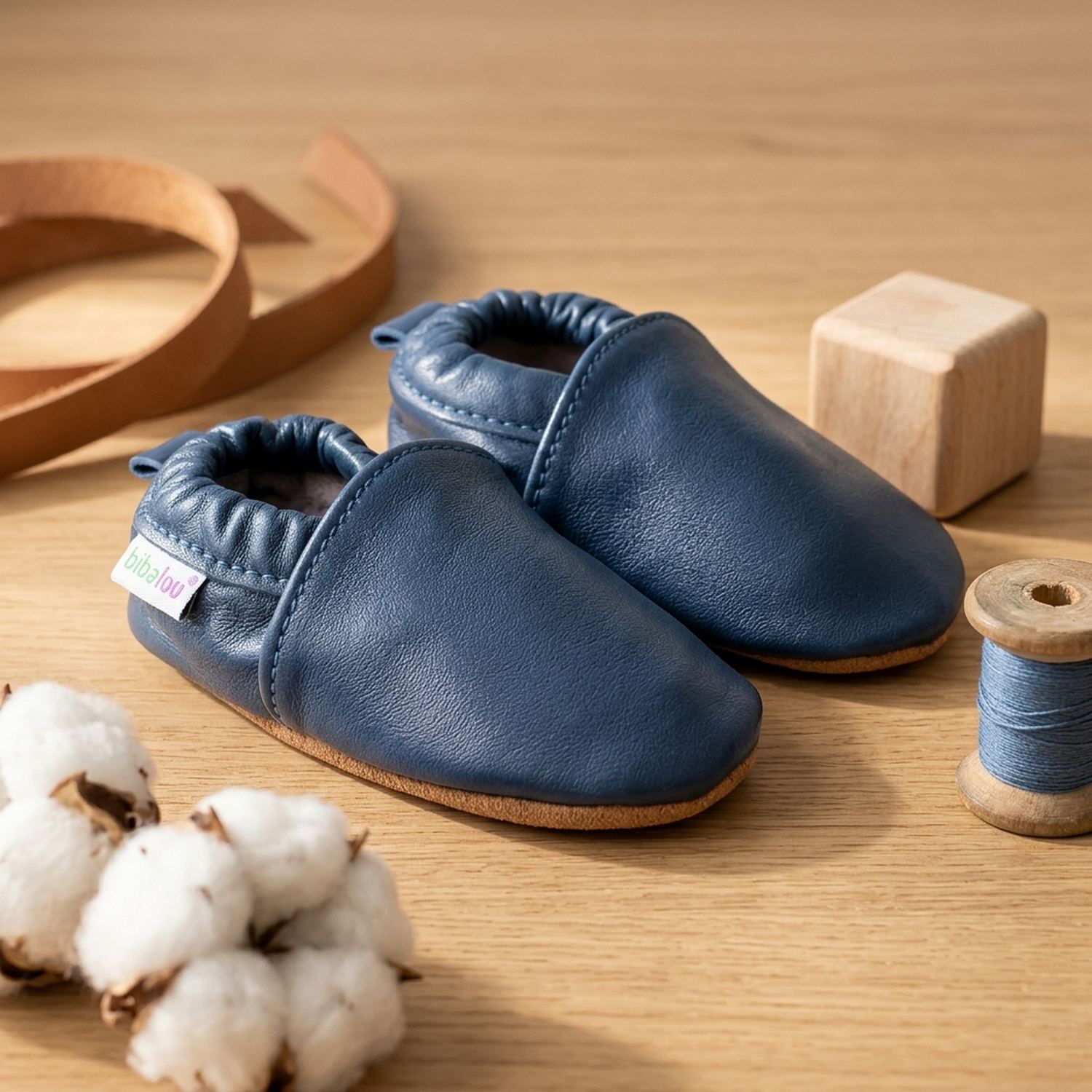 chaussons-bebe-cuir-souple-unis-bleu-de-minuit-mise-en-scene-atelier-6