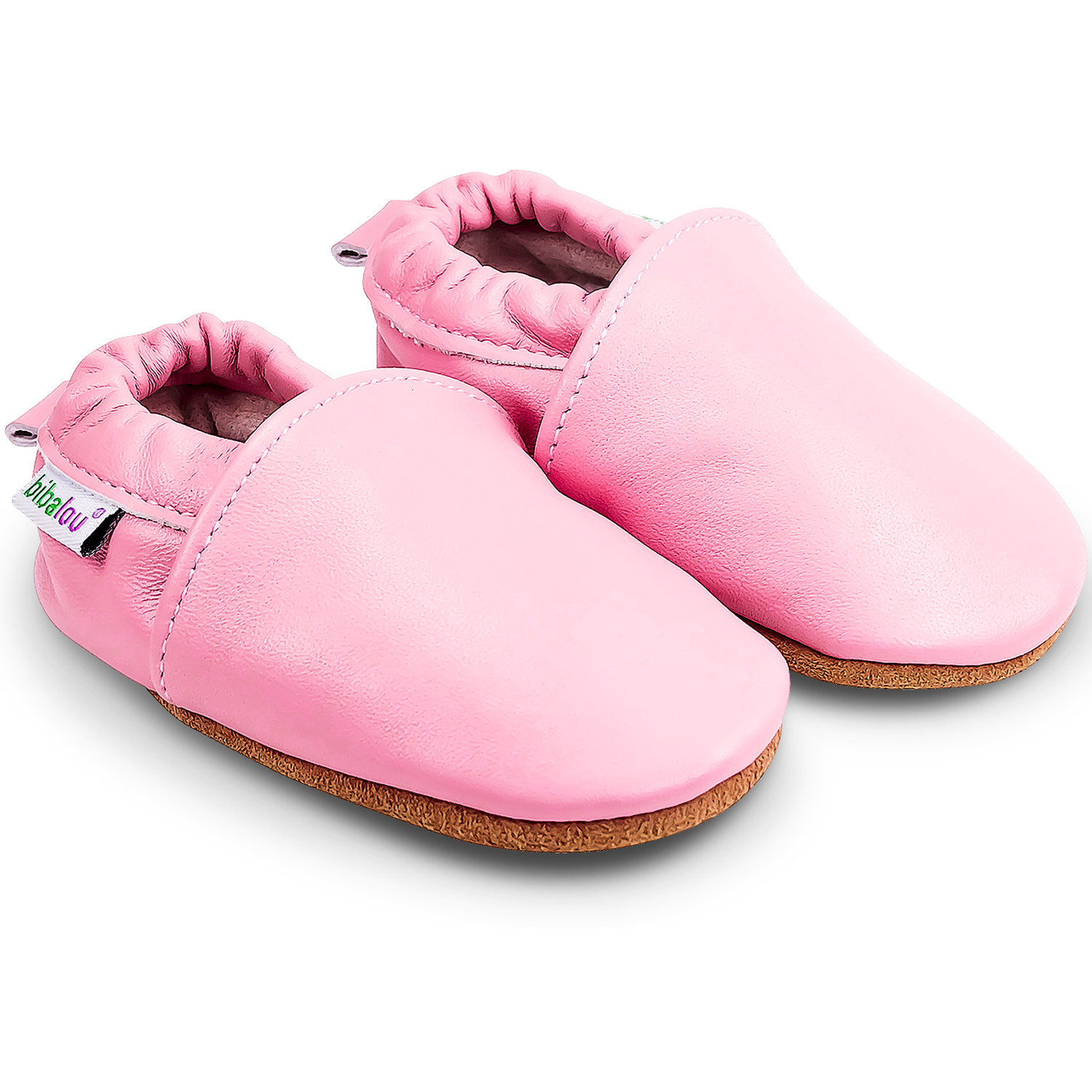 Chaussons bébé en cuir souple Unis - Rose Bonbon
