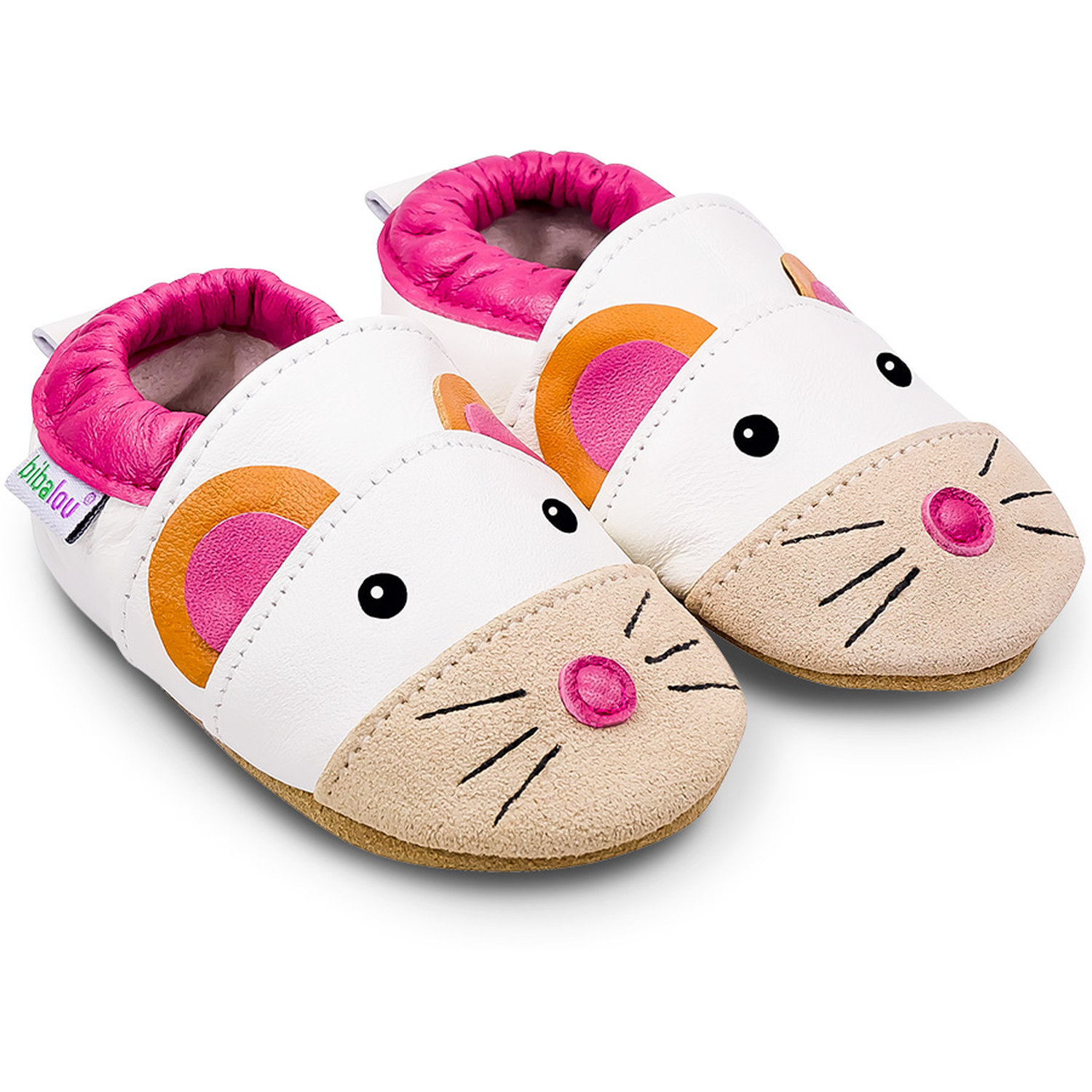 Chaussons bébé en cuir souple Lili la Souris