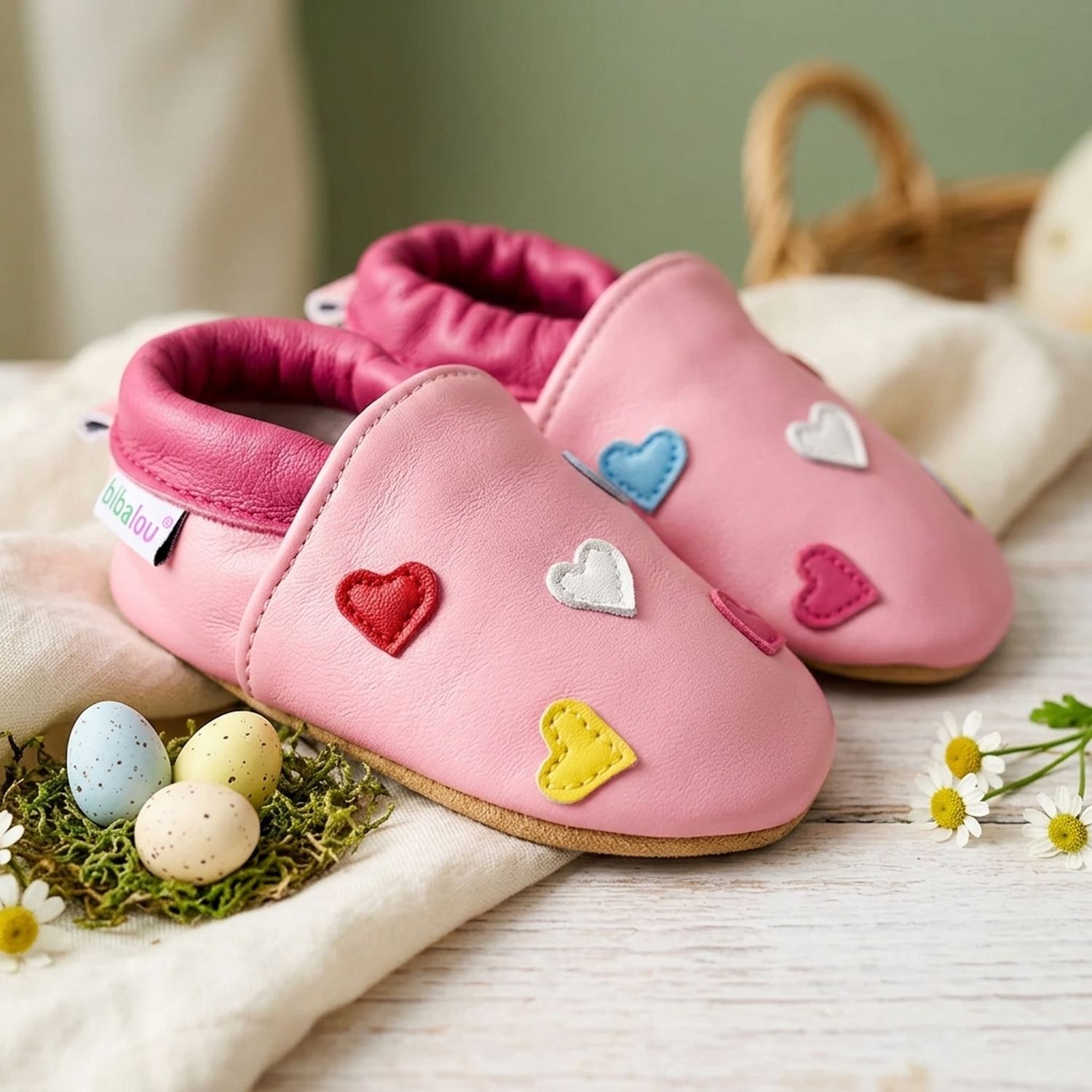 chaussons-bebe-cuir-souple-mini-coeurs-mise-en-scene-paques-6