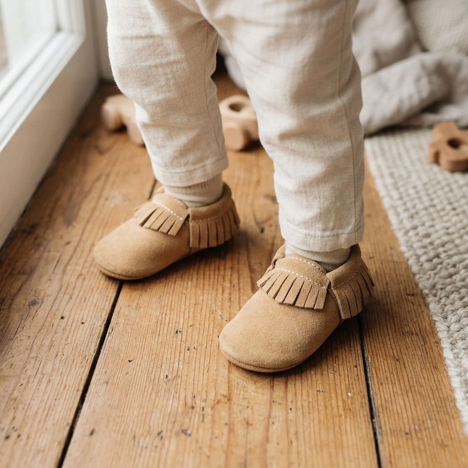 chaussons-bebe-cuir-souple-a-franges-nubuck-camel-portee-bebe-5