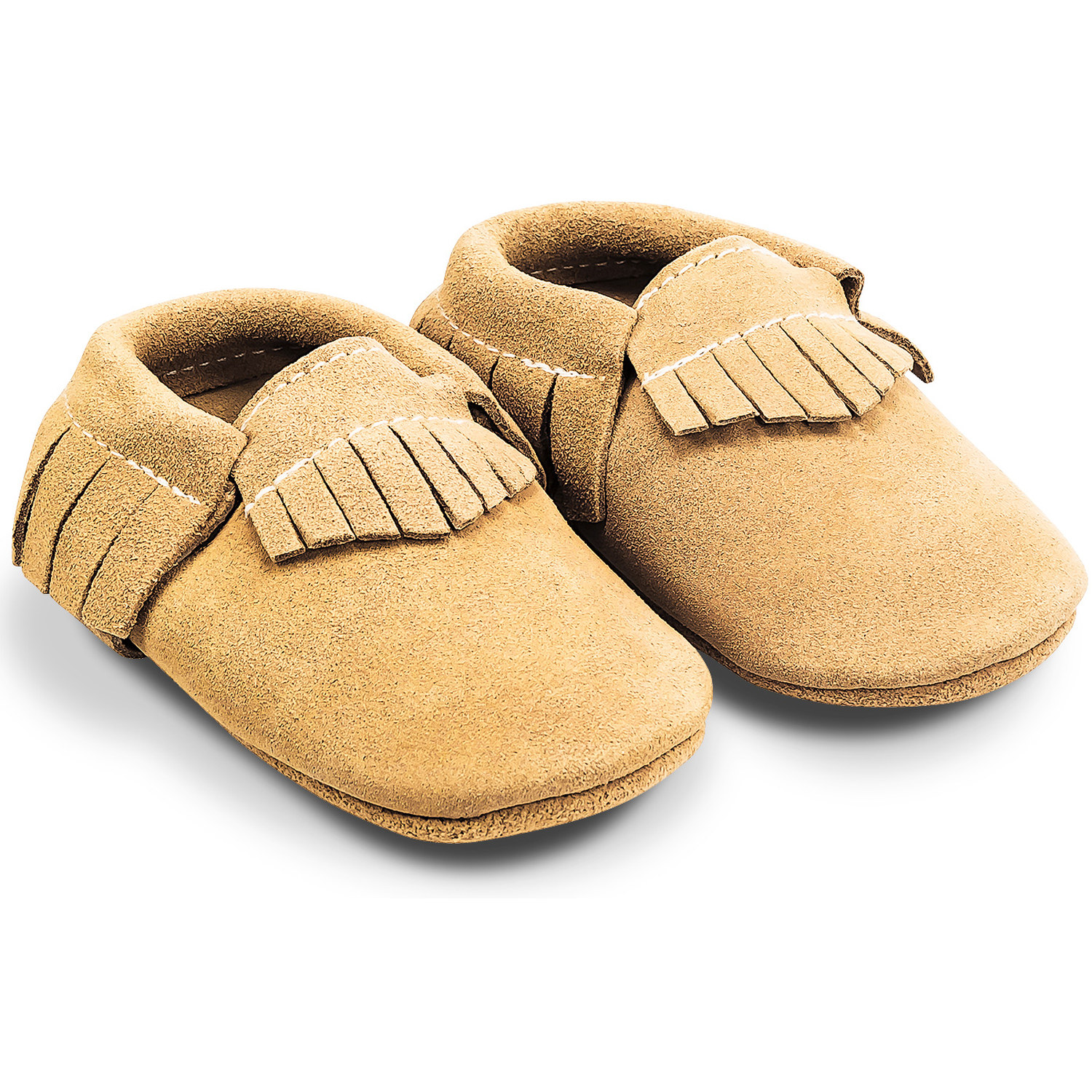 Mini Moccs en cuir souple Nubuck Camel