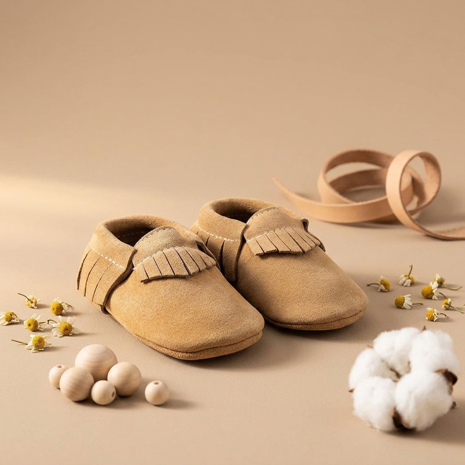 chaussons-bebe-cuir-souple-a-franges-nubuck-camel-mise-en-scene-nature-4