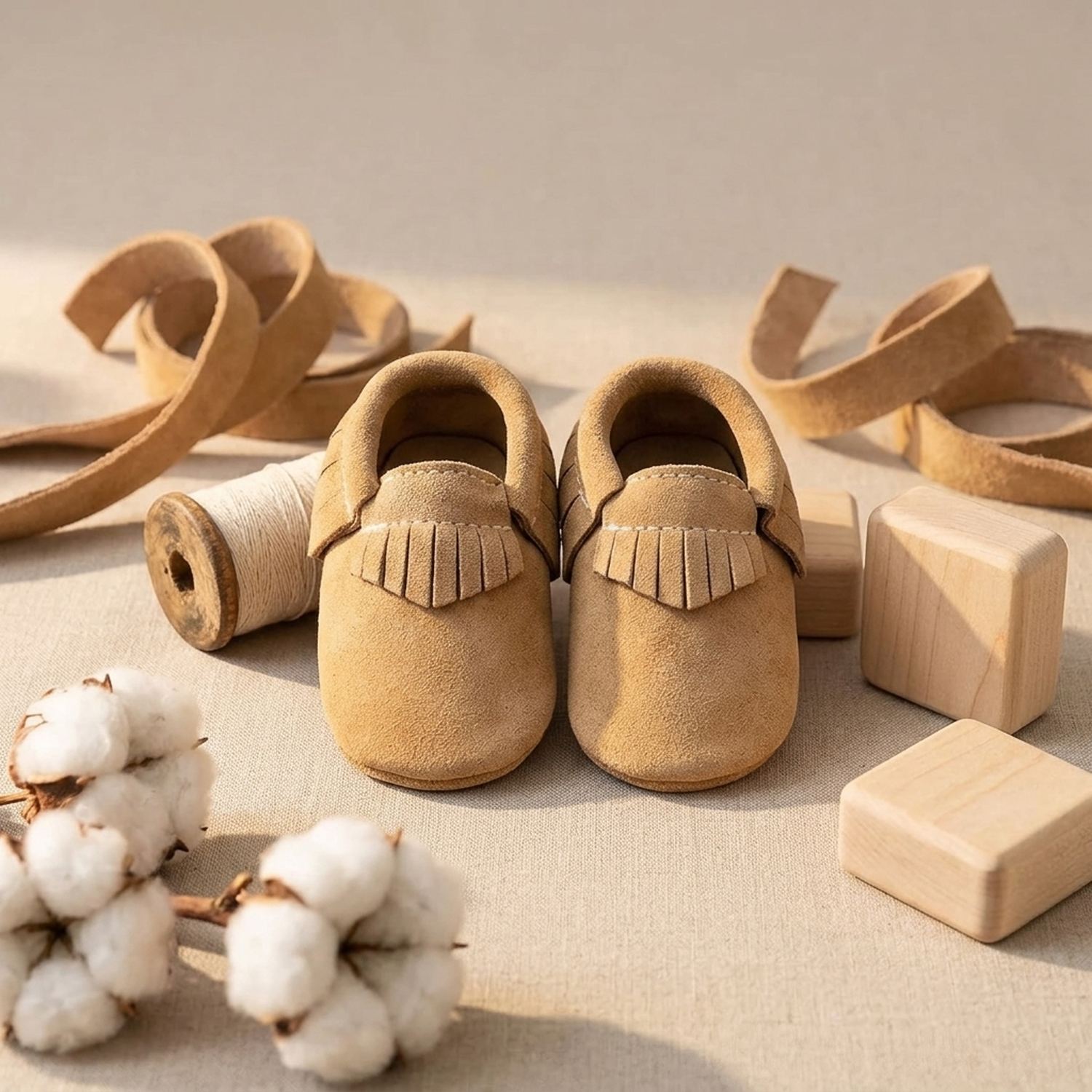 chaussons-bebe-cuir-souple-a-franges-nubuck-camel-mise-en-scene-atelier-3
