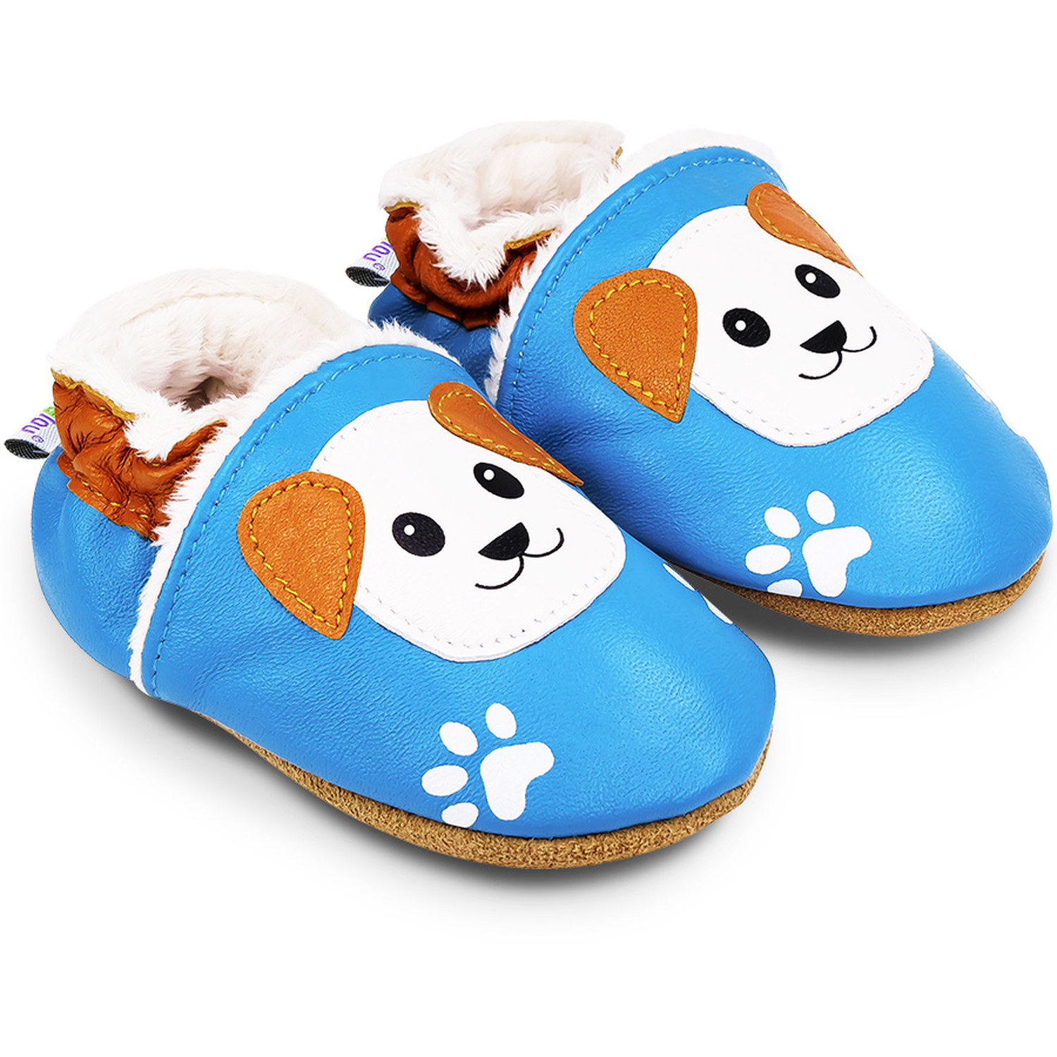 Chaussons bébé fourrés en cuir Aladin le Chien