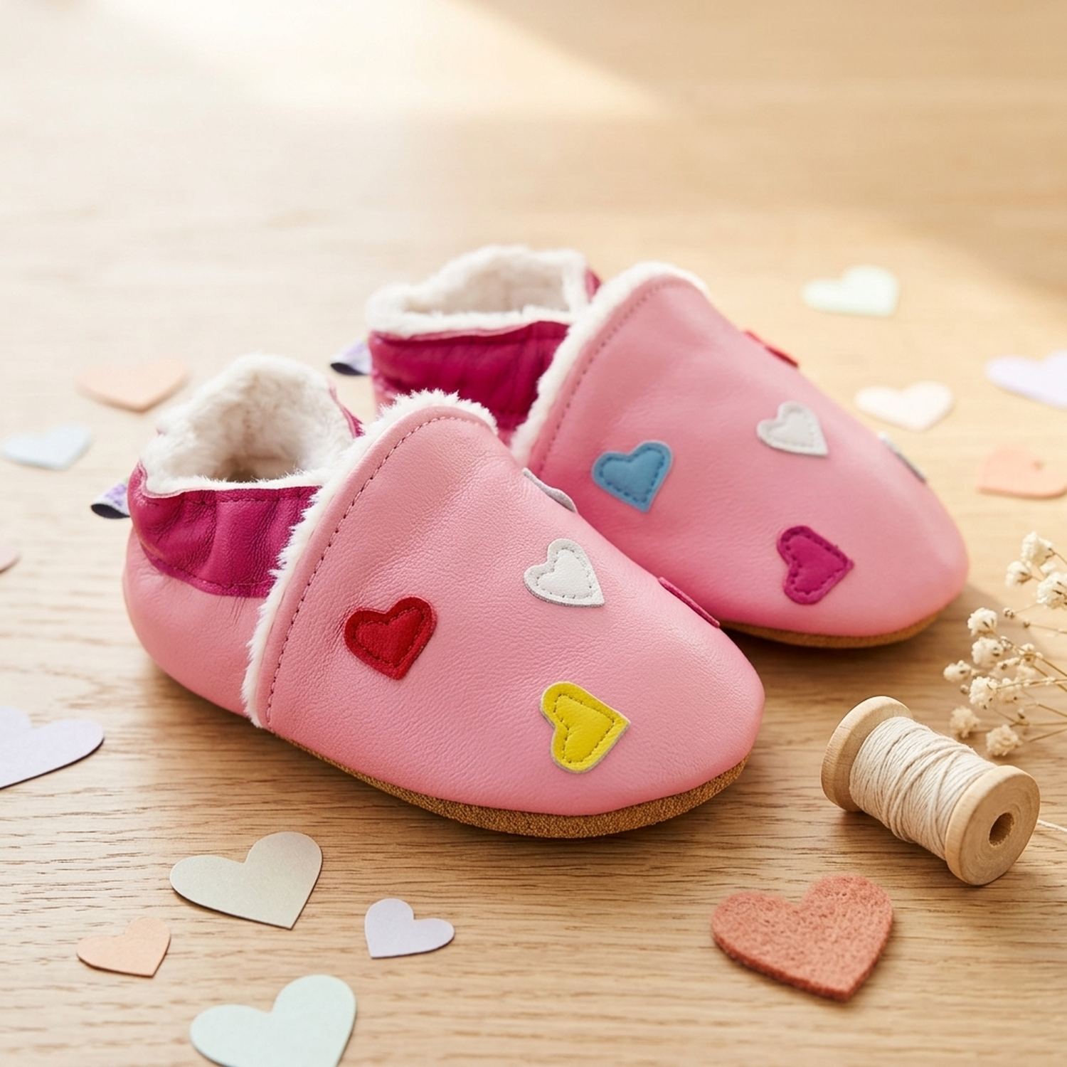 chaussons-bebe-cuir-souple-fourres-mini-coeurs-mise-en-scene-atelier-2